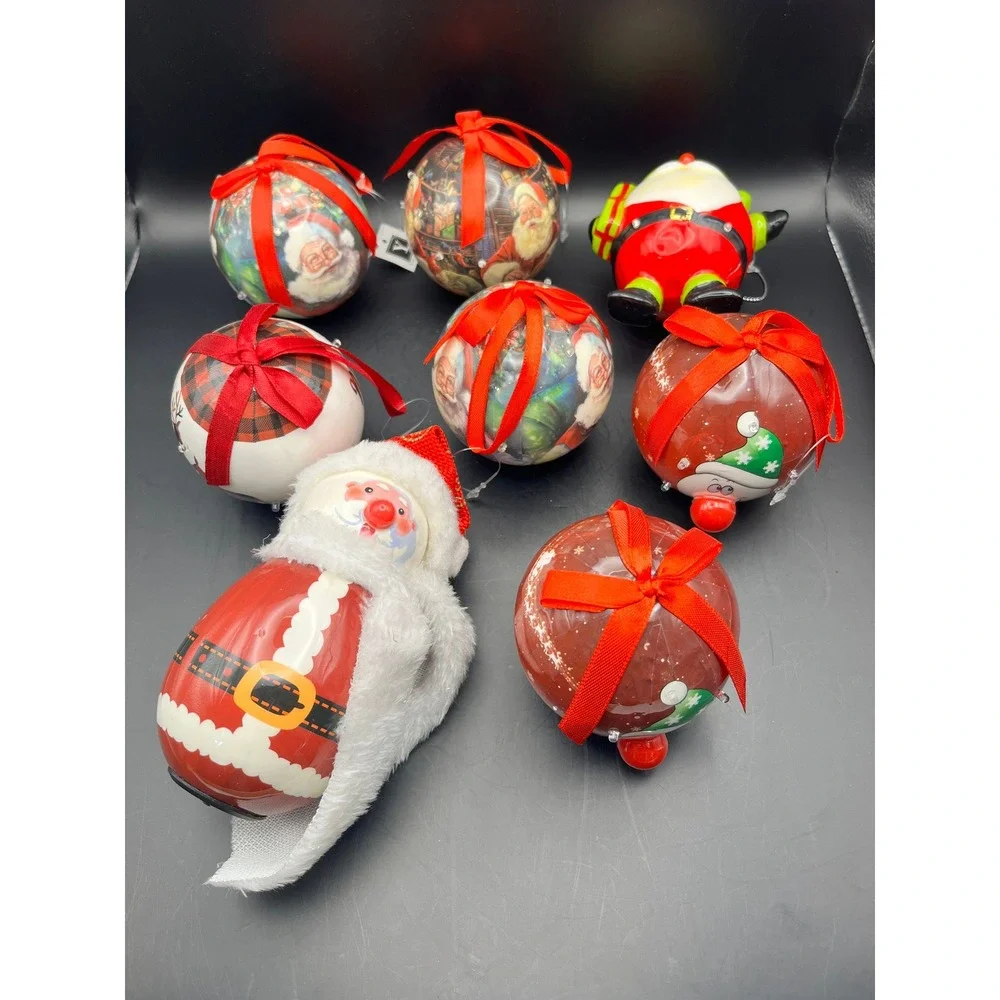 Vintage Light‎ Up Christmas Ornaments, Santa, Reindeer, Holiday Decor, Lot of 8